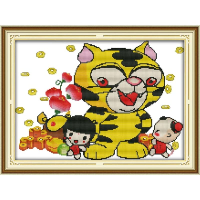 Lucky boy, girl and cat Needlework Kits UK