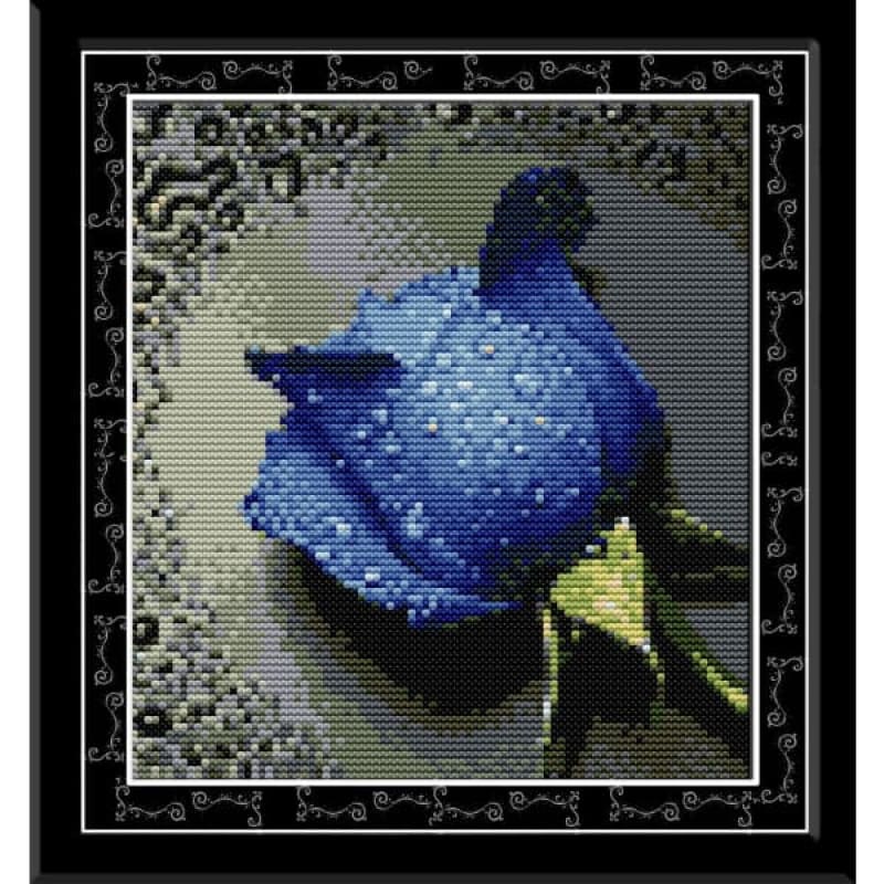 Rose with dew(3)(blue)