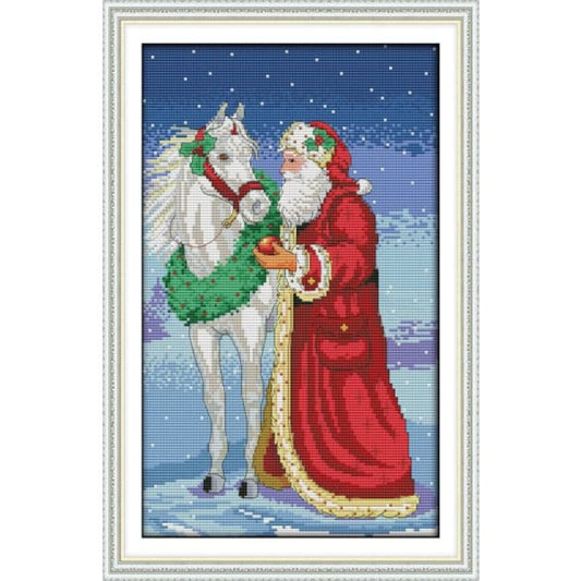 Christmas old man and the horse