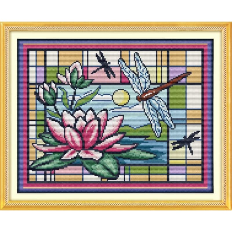 Dragonfly and lotus – Needlework Kits - UK
