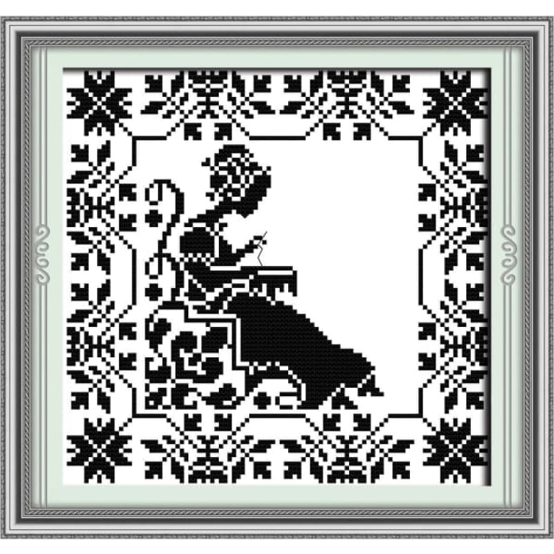 Monochrome embroidered mother