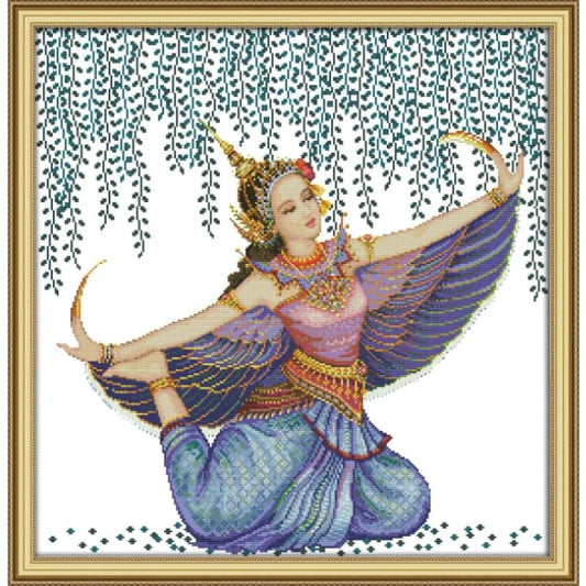 Thai dance under willow tree