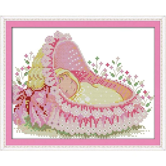 The baby in the cradle