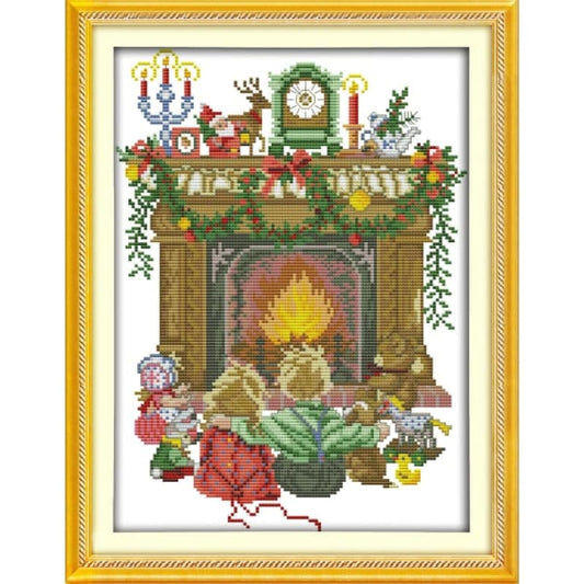 The children sit down around the stove