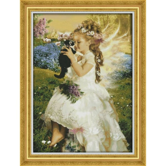 The girl holding the cat